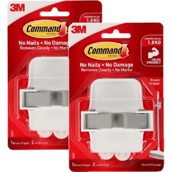 3M Command Broom Duster Handle Holder Gripper 2 Pack