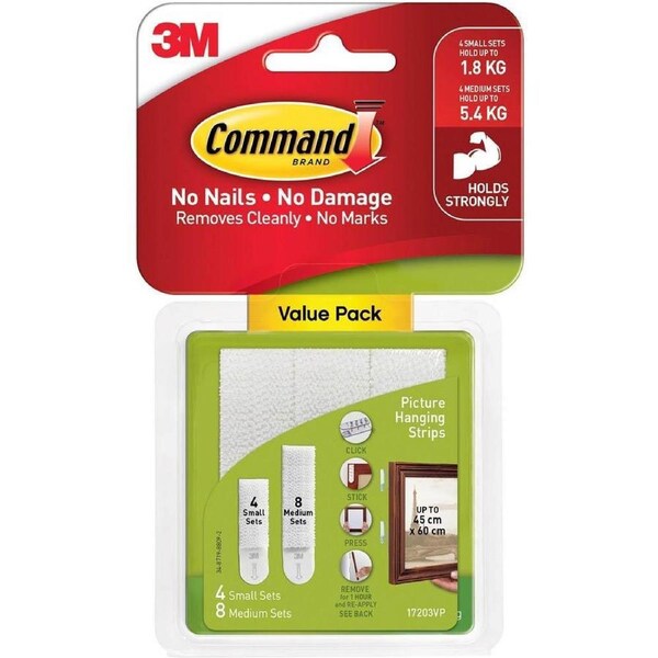 3M Command Picture Hanging Strips Small Medium Combo Pack White