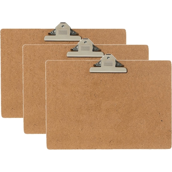 3x Marbig Masonite Clipboard Large Heavy Duty Solid Clip A3