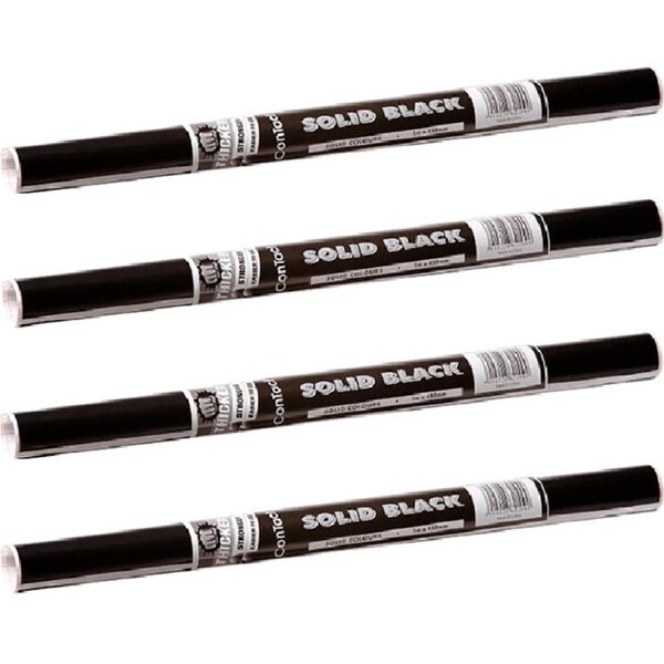 4 Pack Contact Book Covering 1mx450mm Rolls Solid Black