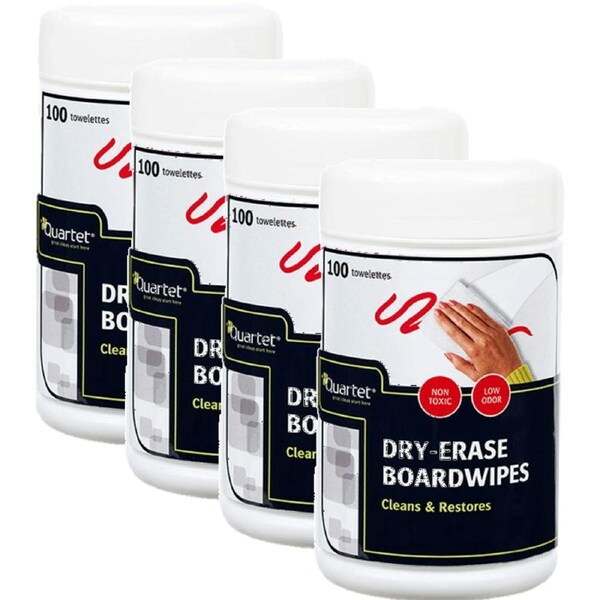 4 Pack Quartet Premium Whiteboard Cleaning Wipes Pack 100