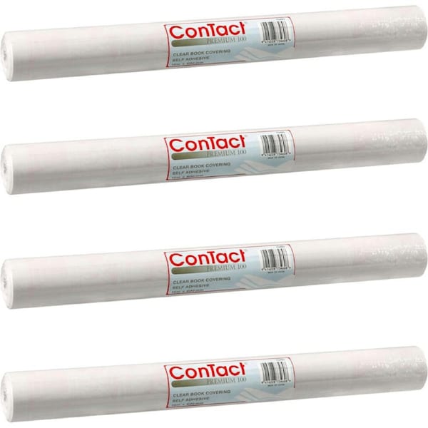 4 Rolls Contact Premium Book Covering Self Adhesive 100 Micron 600mmx15m