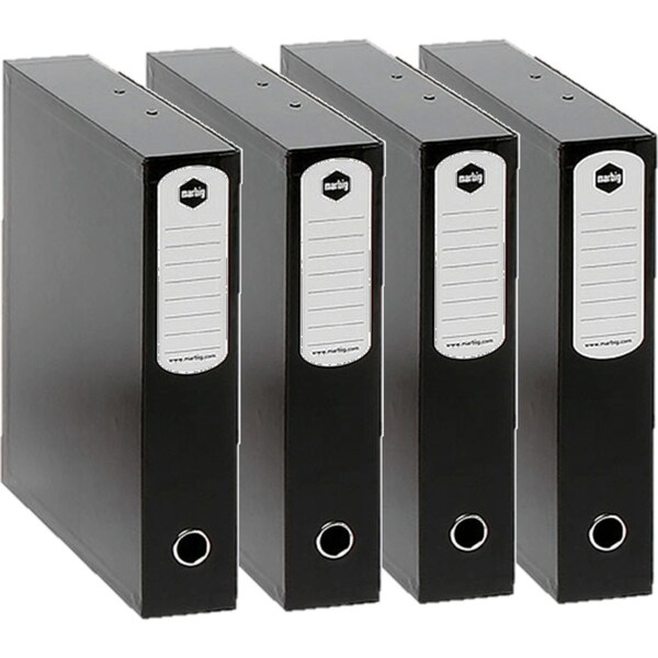 Marbig Heavy Duty Box File Organiser Foolscap Black 4 Pack