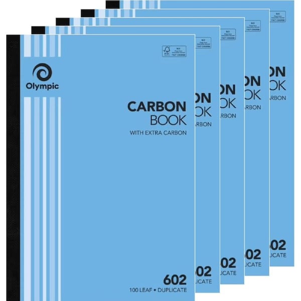 5 Pack Olympic 602 Duplicate Carbon Book 100 Leaf Bulk
