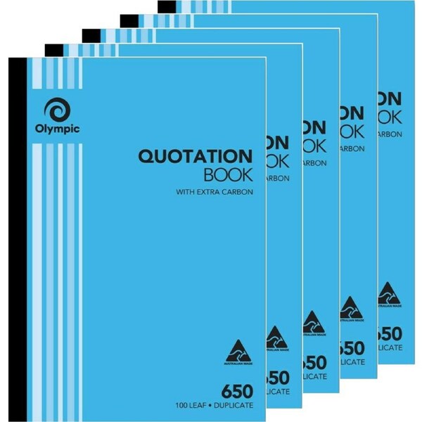 5 Pack Olympic 650 Carbon Duplicate Quotation Quotes Book 100 Leaf Bulk