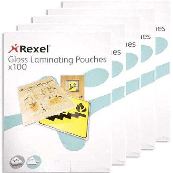 Rexel Laminating Pouch 75 Micron A5 Clear Pack 100 Sheets Pouches Pack 5