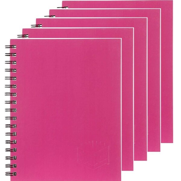 5 Pack Spirax 511 Notebook Spiral Bound Hard Cover 200 Page 225x175mm Pink