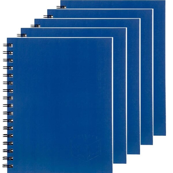 5 Pack Spirax 512 Notebook 7mm Ruled Hard Cover Spiral Bound A4 200 Page Blue