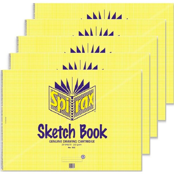 5 Pack Spirax Sketch Book 40 Page A2