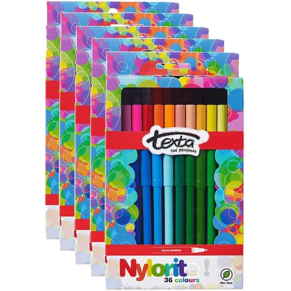 5 Packs Texta Nylorite Colouring Markers Box 24