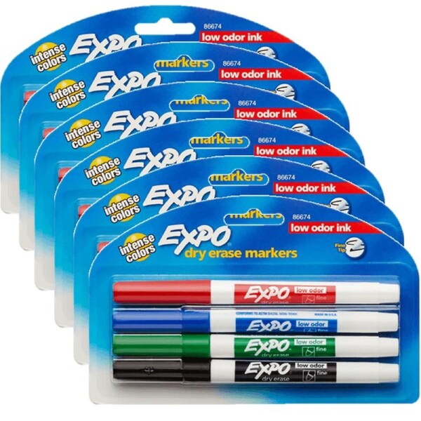 6 Pack Expo Whiteboard Marker Fine Point Wallet 4