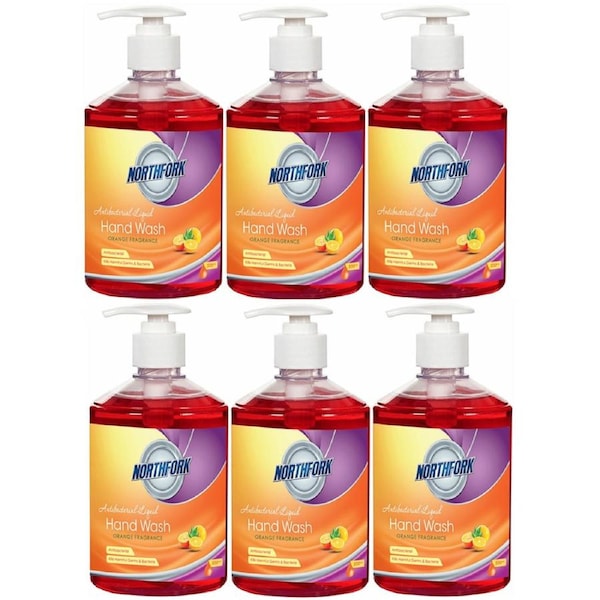 6 Pack Northfork Antibacterial Liquid Handwash 500ml Orange