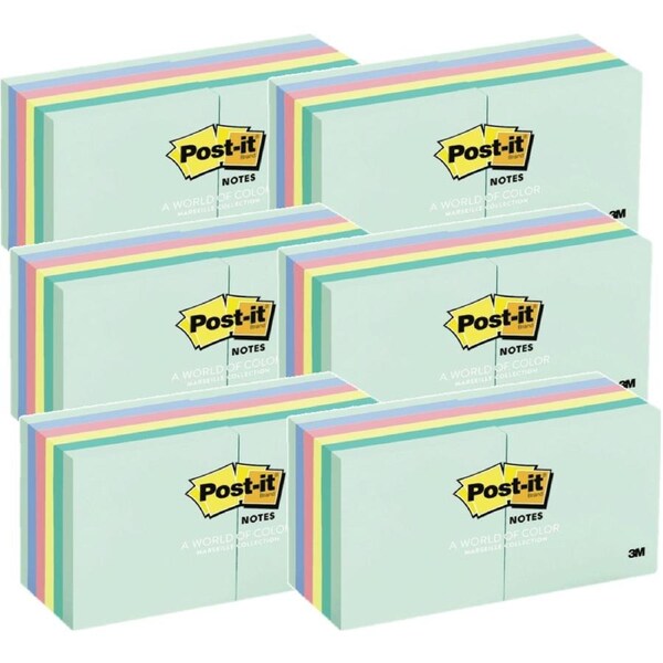 6 Pack Post-It Sticky Notes 76x76mm Square Marseille Pack 12 Pads