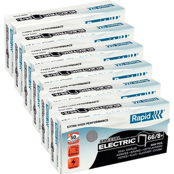 6 Pack Rapid Strong Special Electric Staples 66/8+ Box 5000 Extra High Performance