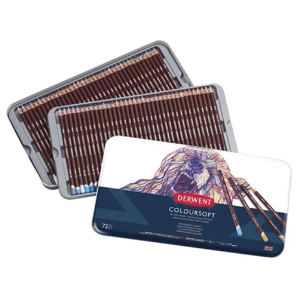 72 Derwent Coloursoft Coloured Pencil Professional Tin Set Pencils Artists