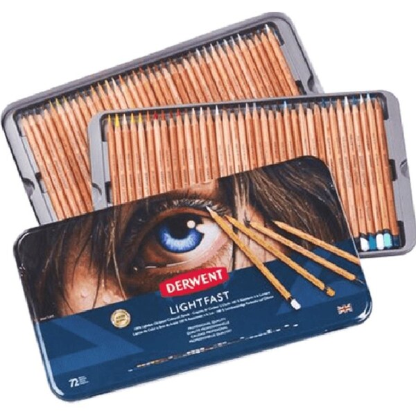 72 Derwent Lightfast Coloured Pencil Professional Tin Set Pencils Light Fast