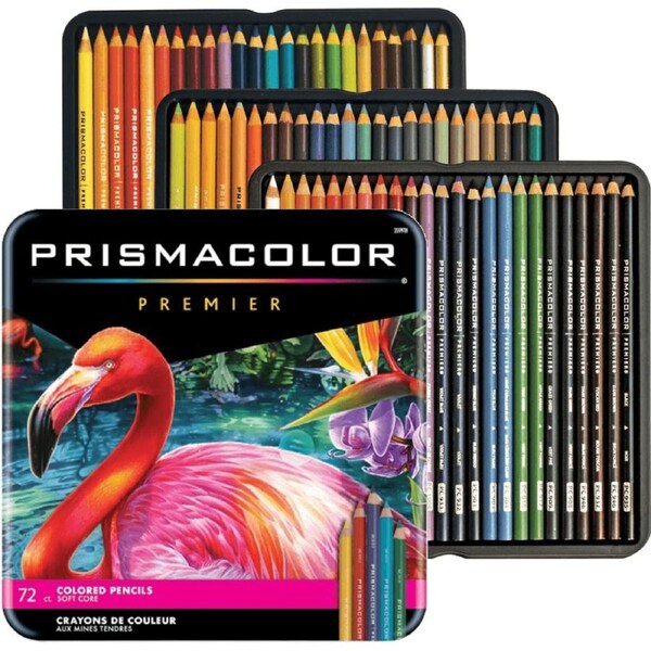Prismacolor Premier 72 Colour Pencils Tin Set Soft Core Artists