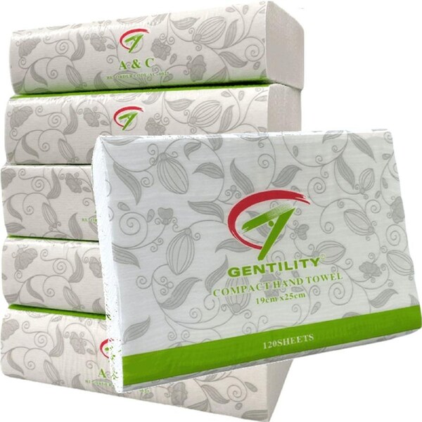 AC Gentility Premium Compact Hand Towels TAD 19x25cm 1ply 120 Sheets x 20 Packs/Carton AC-0025