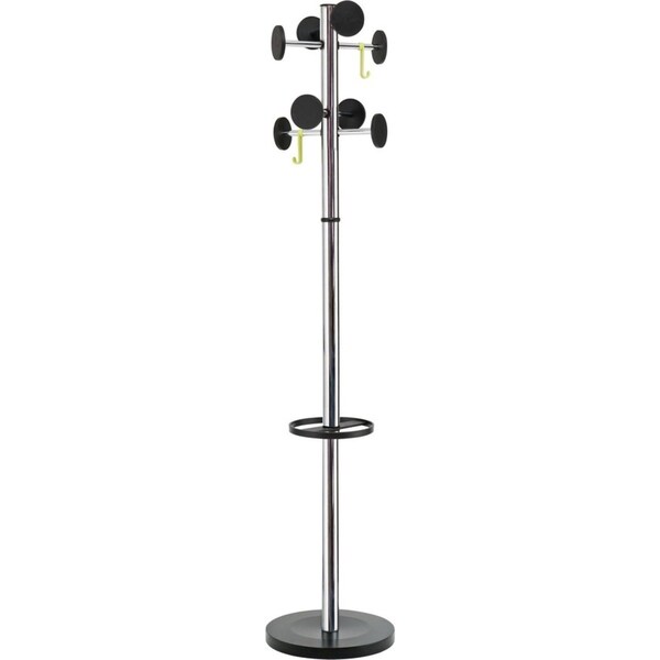 Alba Premium Coat Rack Umbrella Stand 8 Hook Weighted Silver/Black