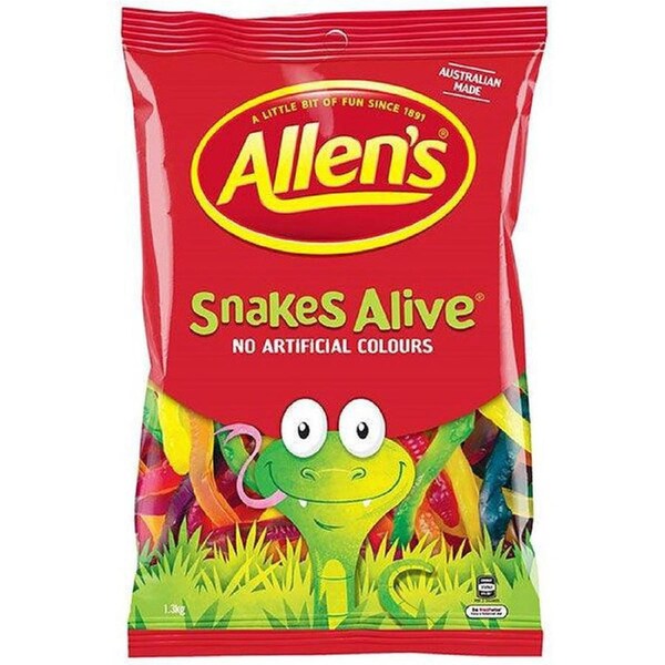 Allens Snakes Alive Lollies 1.3kg Bulk Bag