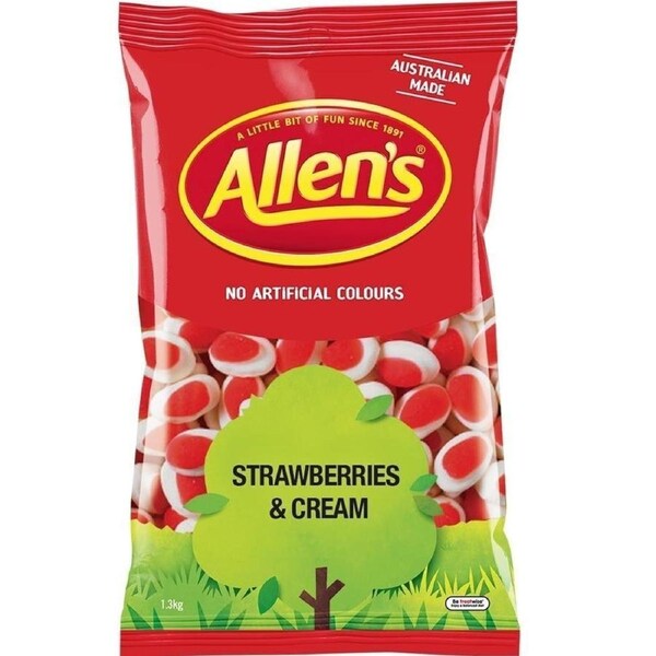 Allens Strawberry And Cream Lollies 1.3Kg Bag