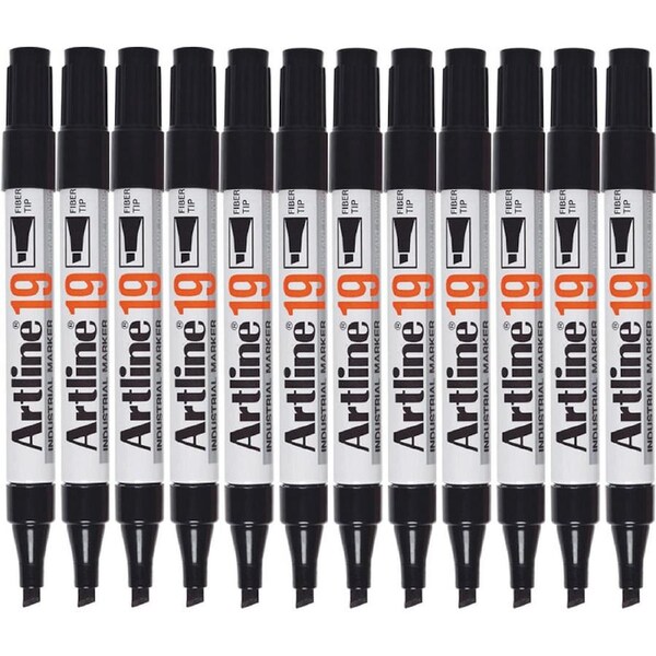 Artline 19 Industrial Permanent Marker 5mm Chisel Black Box 12