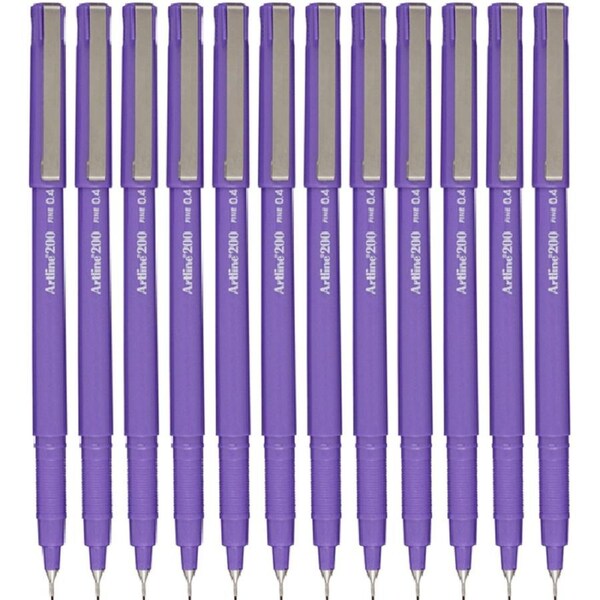 Artline 200 Fineliner Felt Tip Pen 0.4mm Bright Purple Box 12