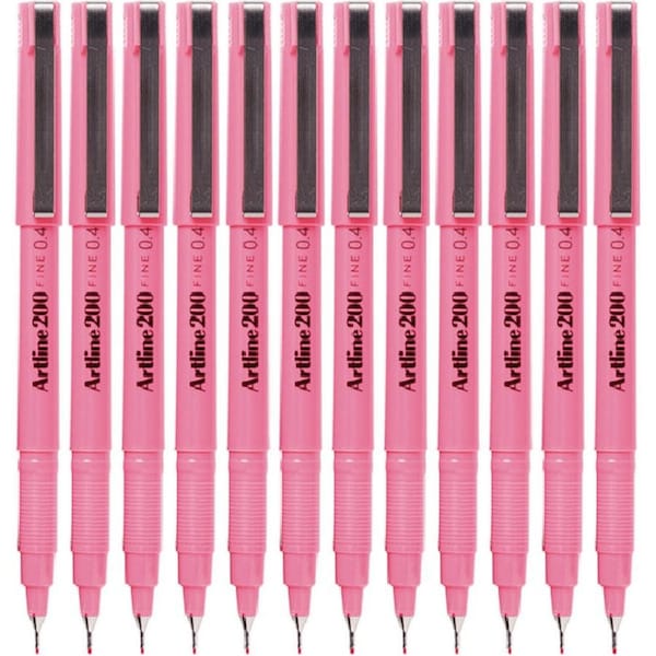 Artline 200 Fineliner Felt Tip Pen 0.4mm Pink Box 12