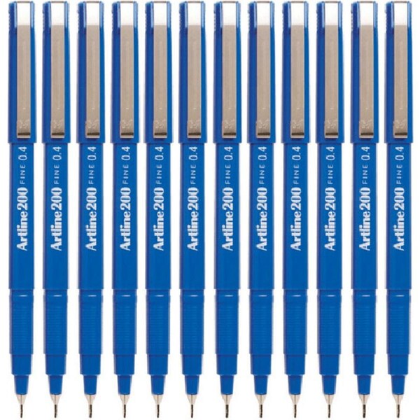 Artline 200 Fineliner Felt Tip Pen 0.4mm Royal Blue Box 12