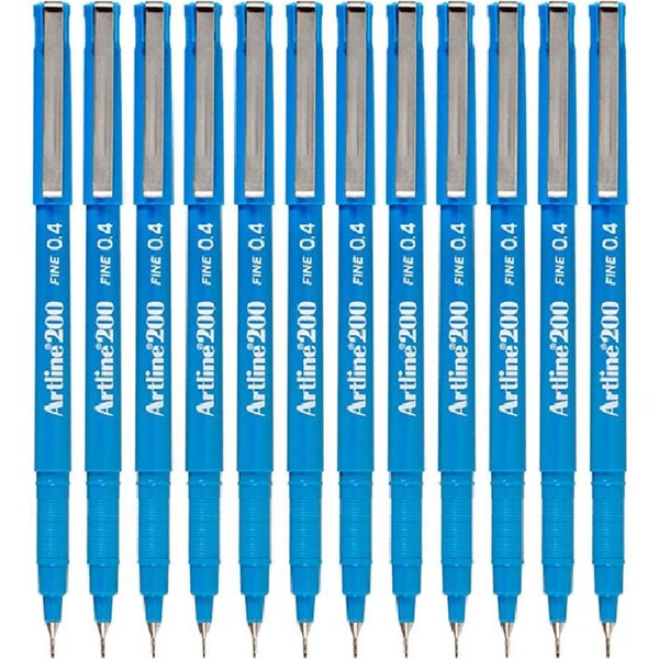 Artline 200 Fineliner Felt Tip Pen 0.4mm Sky Blue Box 12