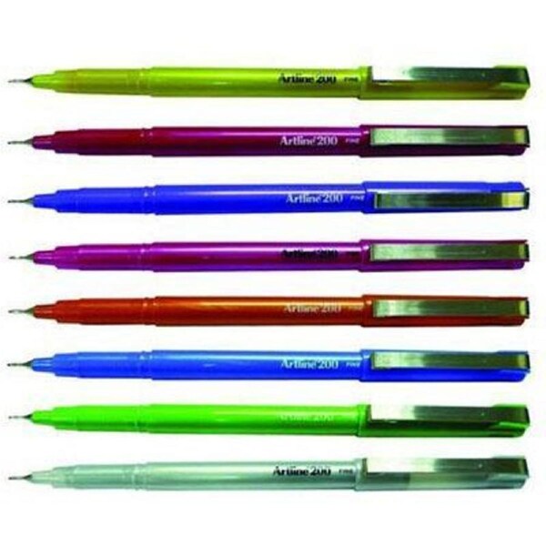 Artline 200 Fineliner Pen 0.4mm Bright Assorted Box 12