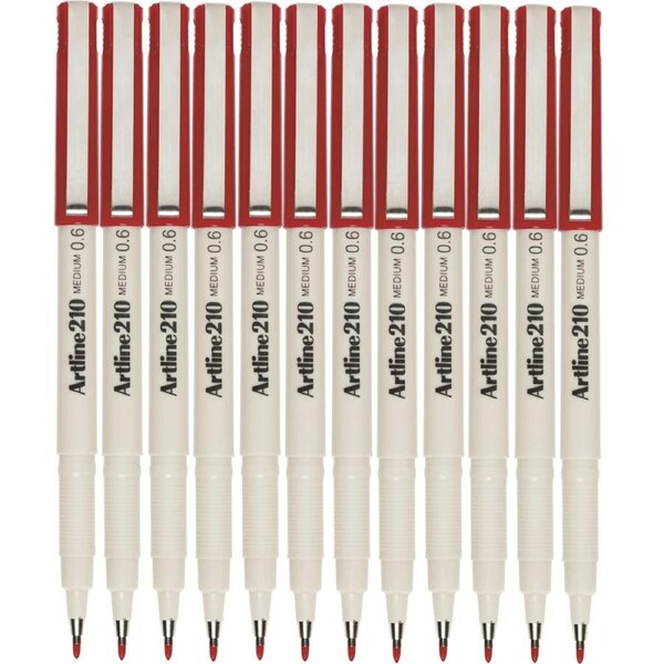 Artline 210 Fineline Pen 0.6mm Dark Red Box 12