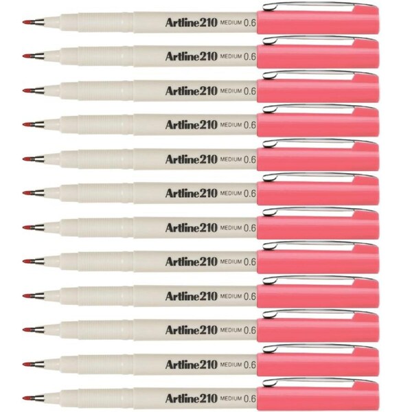 Artline 210 Fineline Pen 0.6mm Medium Pink Box 12
