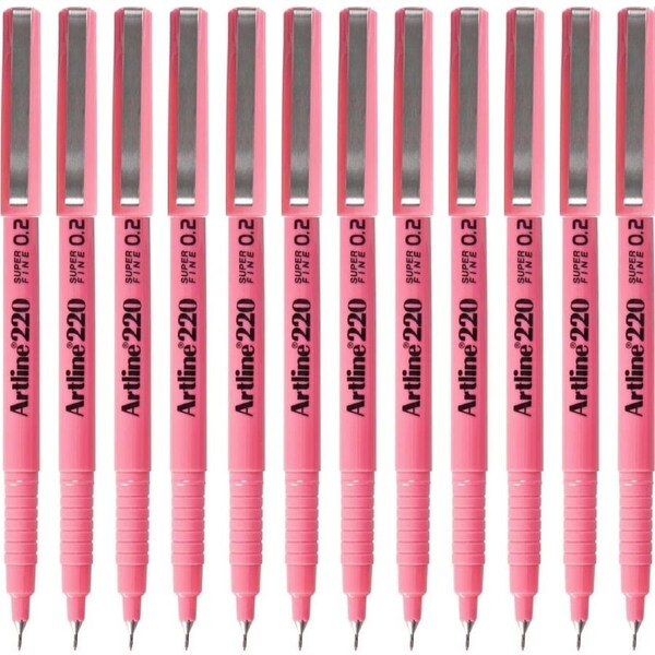 Artline 220 Fineline Pen 0.2mm Extra Fine Pink Box 12