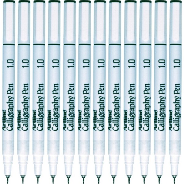 Artline 241 Calligraphy Pen 1.0 Black Pigment Ink Wedge Tip Box 12