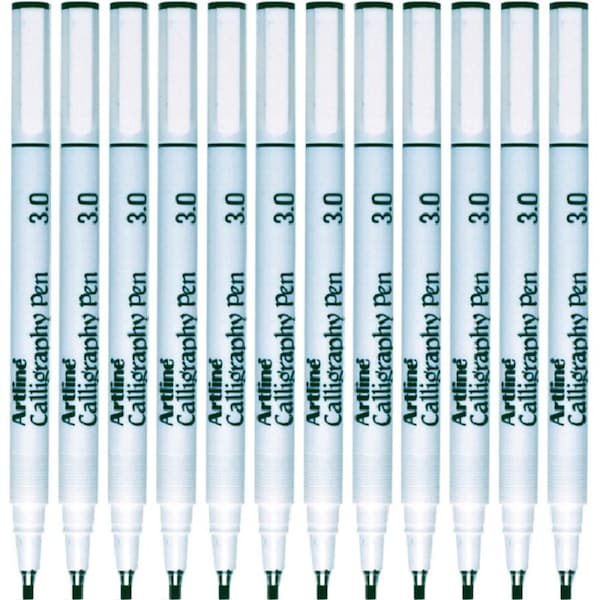 Artline 243 Calligraphy Pen 3.0 Black Pigment Ink Wedge Tip Box 12