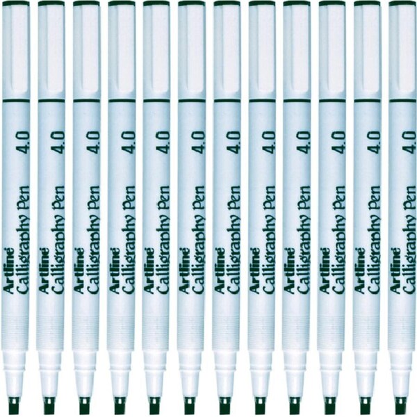 Artline 244 Calligraphy Pen 4.0 Black Pigment Ink Wedge Tip Box 12