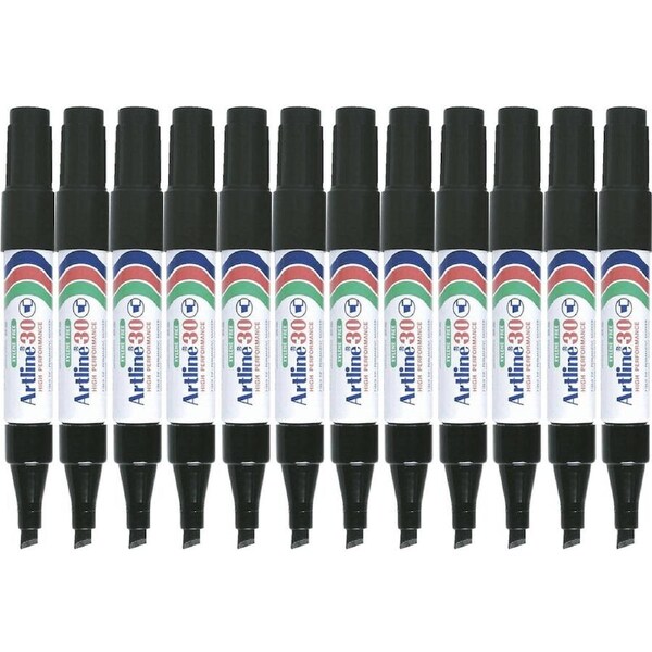 Artline 30 Mini Permanent Marker Chisel 5mm Black Box 12