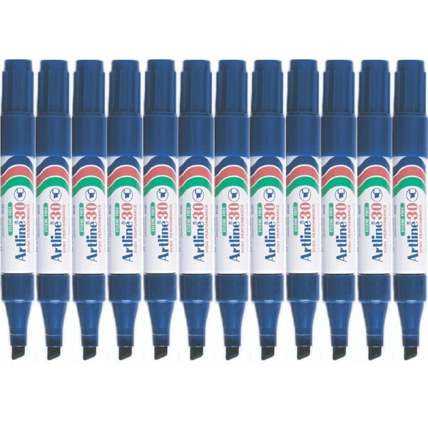 Artline 30 Mini Permanent Marker Chisel 5mm Blue Box 12