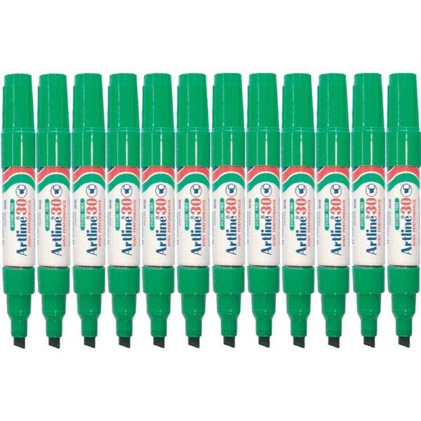 Artline 30 Mini Permanent Marker Chisel 5mm Green Box 12