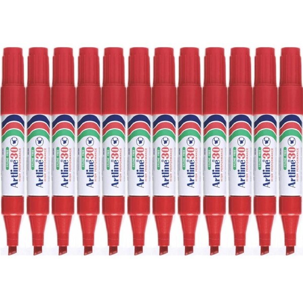 Artline 30 Mini Permanent Marker Chisel 5mm Red Box 12