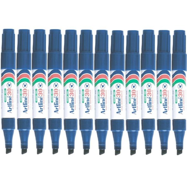 Artline 30 Mini Permanent Marker Chisel Tip 5mm Blue Box 12