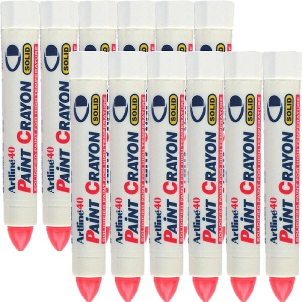 Artline 40 Permanent Paint Crayon Solid Red Box 12