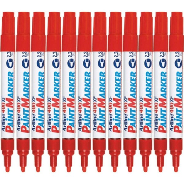 Artline 400XF Paint Marker Pen Bullet 2.3mm Tip Red 400 Box 12