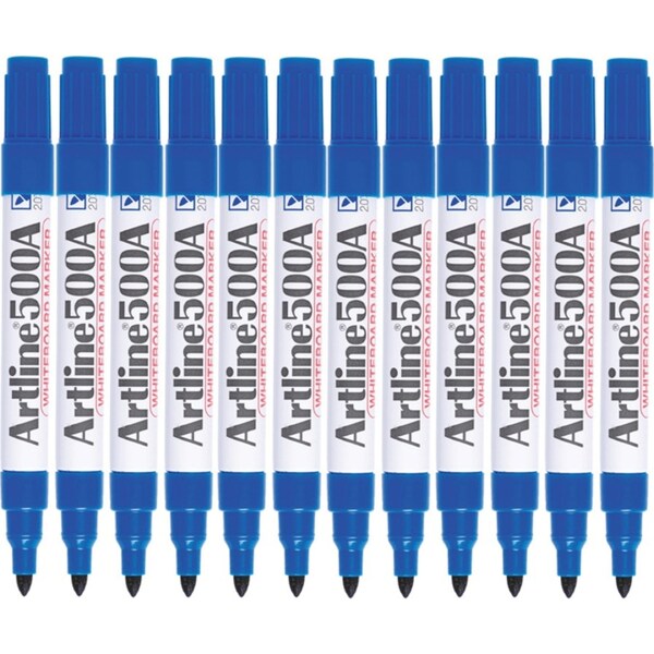 Artline 500A Whiteboard Marker 2mm Bullet Blue Box 12