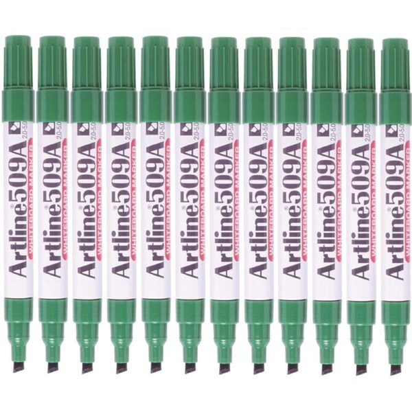 Artline 509A Whiteboard Marker 5mm Chisel Green Box 12
