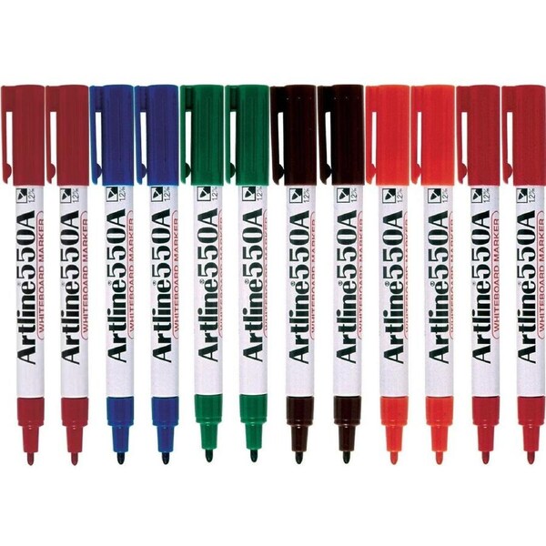 Artline 550A Whiteboard Marker 1.2mm Bullet Assorted Colours Pack 12 Box