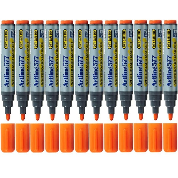 Artline 577 Whiteboard Marker 2mm Bullet Tip Orange Box 12 Bulk