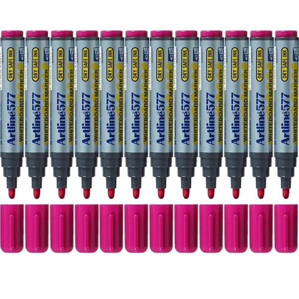 Artline 577 Whiteboard Marker 2mm Bullet Tip Pink Box 12 Bulk