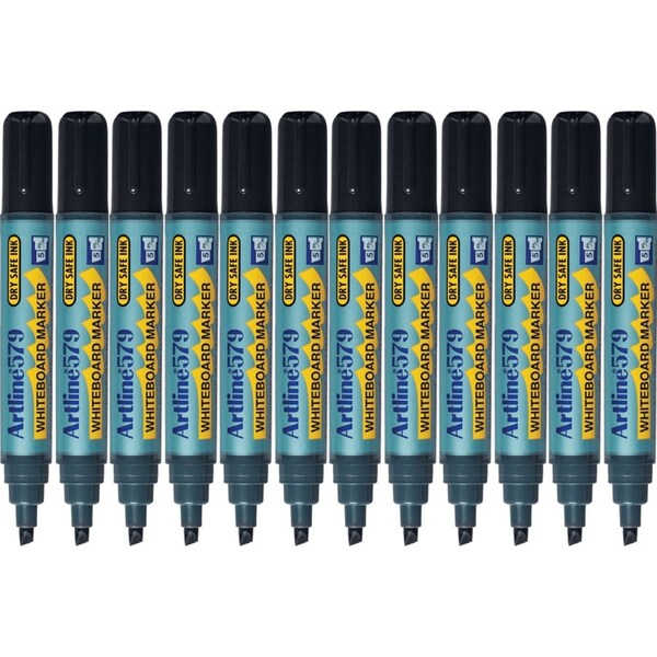 Artline 579 Whiteboard Marker 5mm Chisel Black Box 12